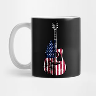 Guitar Lover USA flag Merica 4th july Guitar Tree Art Music Mug